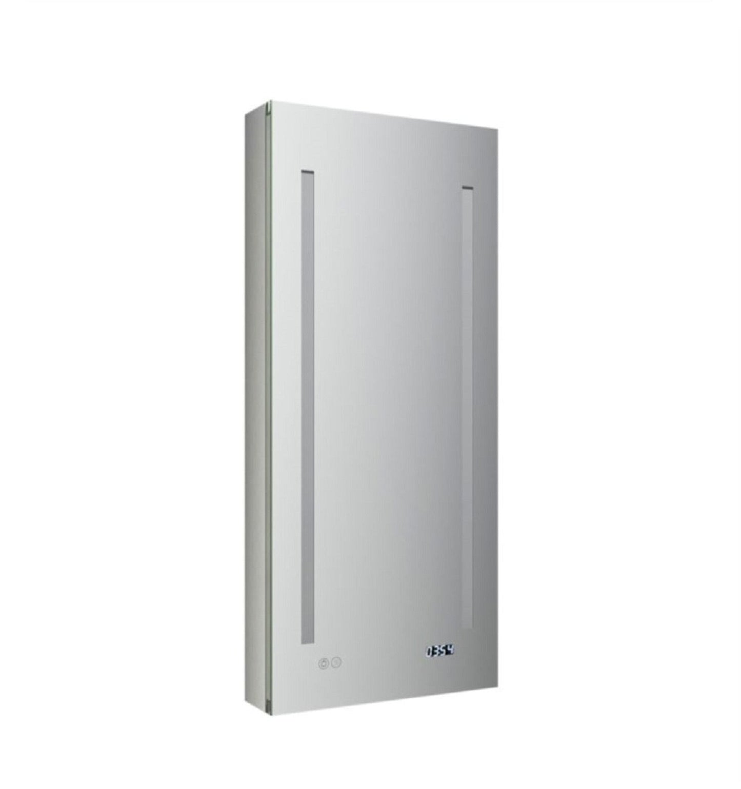 Fresca 15-in x 36-in Lighted LED Fog Free Surface/Recessed Mount LED Mirror Mirrored Soft Close Medicine Cabinet with Outlet