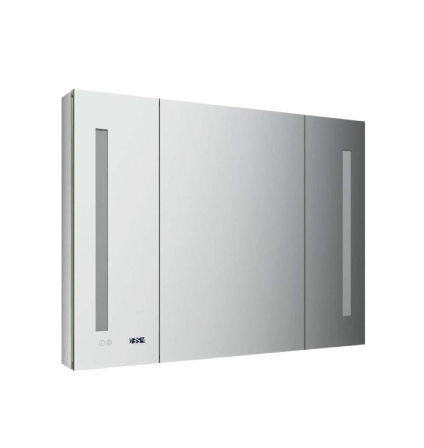 Fresca 40-in x 30-in Lighted LED Fog Free Surface/Recessed Mount LED Mirror Mirrored Soft Close Medicine Cabinet with Outlet