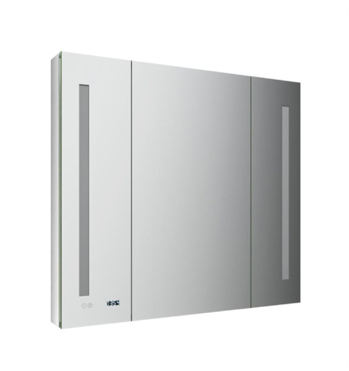 Fresca 40-in x 36-in Lighted LED Fog Free Surface/Recessed Mount LED Mirror Mirrored Soft Close Medicine Cabinet with Outlet