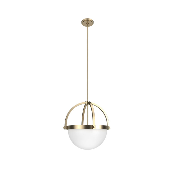 Hunter Wedgefield 3-Light Alturas Gold Transitional Frosted Glass Bowl LED Medium Hanging Kitchen Island Light