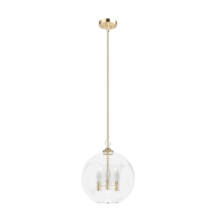 Hunter High Oaks 3-Light Palm Gold Transitional Seeded Glass Globe LED Medium Hanging Pendant Light