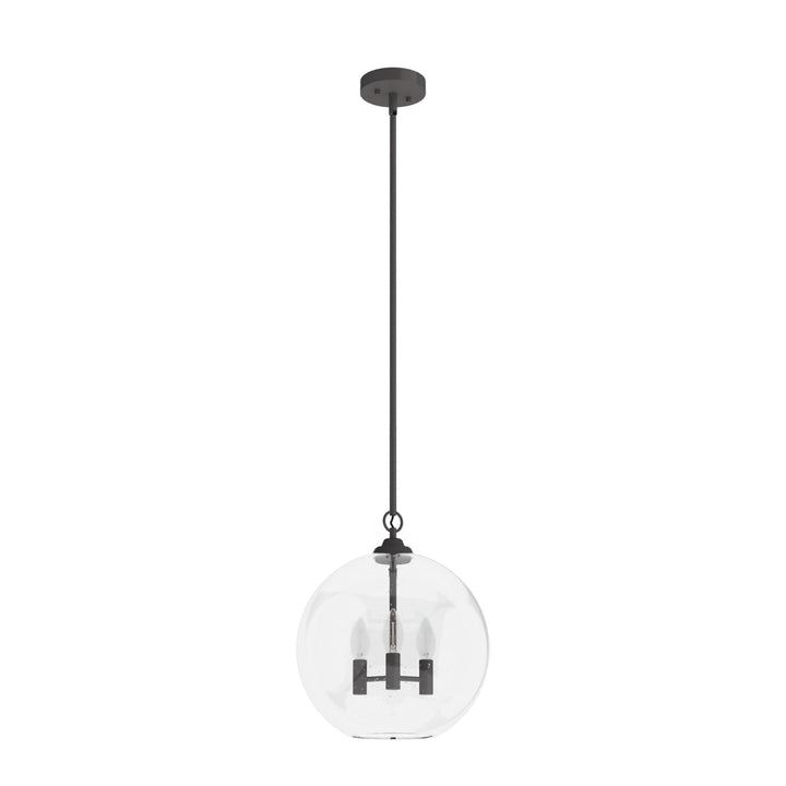 Hunter High Oaks 3-Light Noble Bronze Transitional Seeded Glass Globe LED Medium Hanging Pendant Light