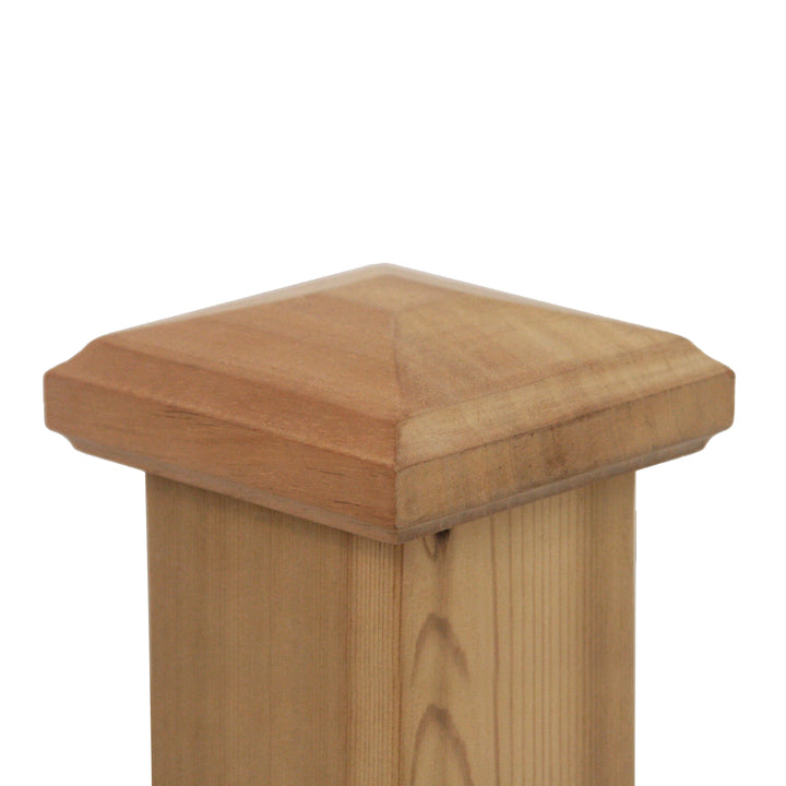 PERMAKAP 4-in x 4-in Pyramid One-Piece Sanded Wood Mahogany Deck Post Cap