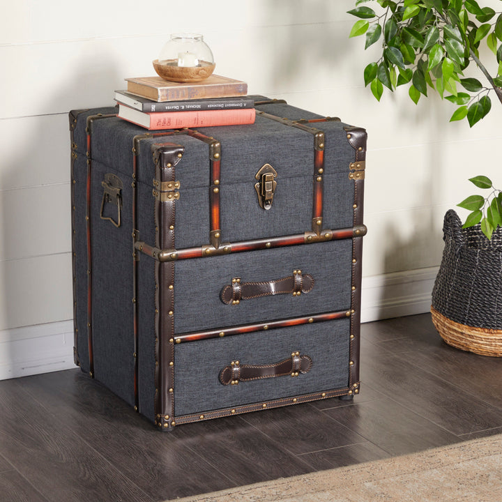 Grayson Lane Blue Upholstered 2 Drawer with Buckle Hinged Top 2-Drawer Accent Chest