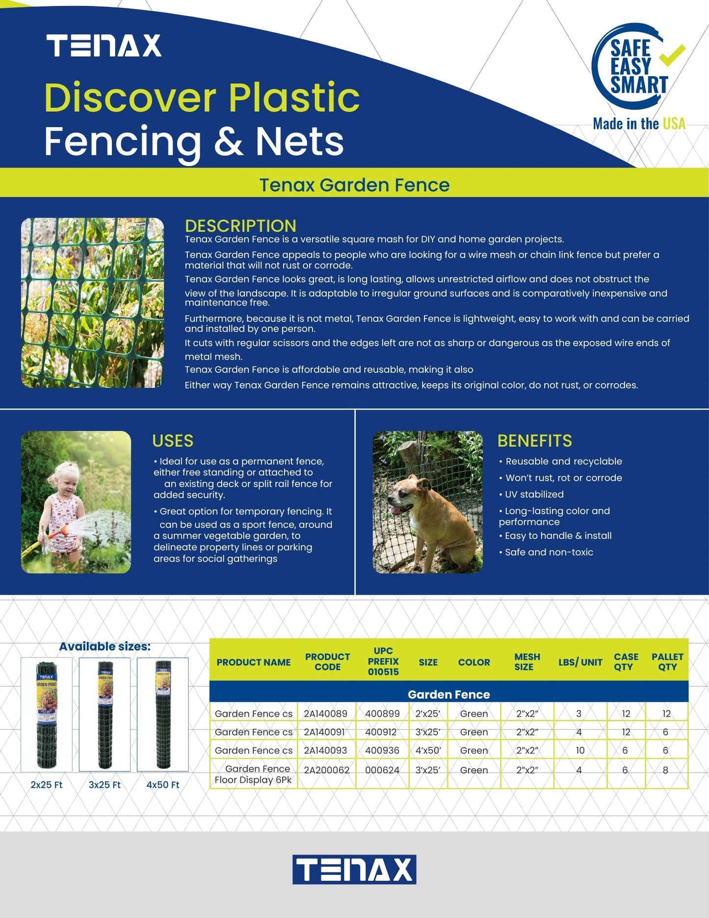 Tenax Green HDPE Extruded Mesh Rolled Fencing 2-in x 2-in - 25 Ft Long