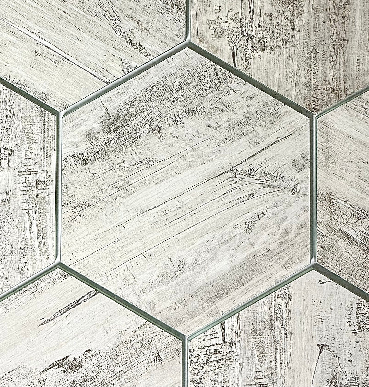 Abolos Nature Gray 8-in x 8-in Natural Glass Wood look Hexagon Wall Tile product image