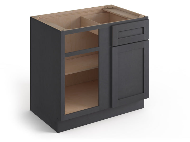 Valleywood Cabinetry 36-in W x 34.5-in H x 24-in D Ideal Gray Birch Blind 1-Drawer Corner Base Ready To Assemble Plywood Cabinet (Flat Panel Shaker Style)