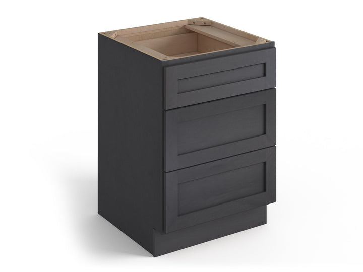 Valleywood Cabinetry 12-in W x 34.5-in H x 24-in D Ideal Gray Birch 3-Drawer Base Ready To Assemble Plywood Cabinet (Flat Panel Style)