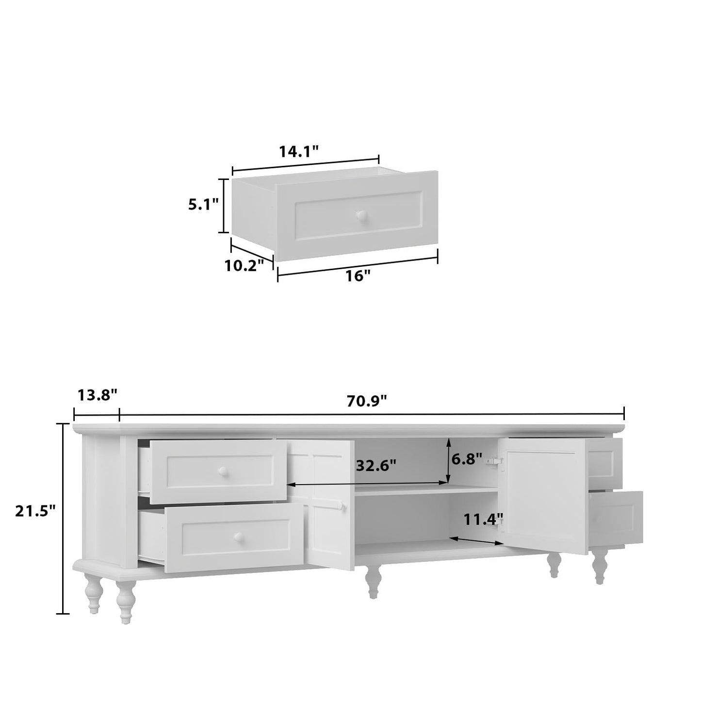 FUFU&GAGA Modern/Contemporary White Tv Cabinet (Accommodates TVs up to 80-in)