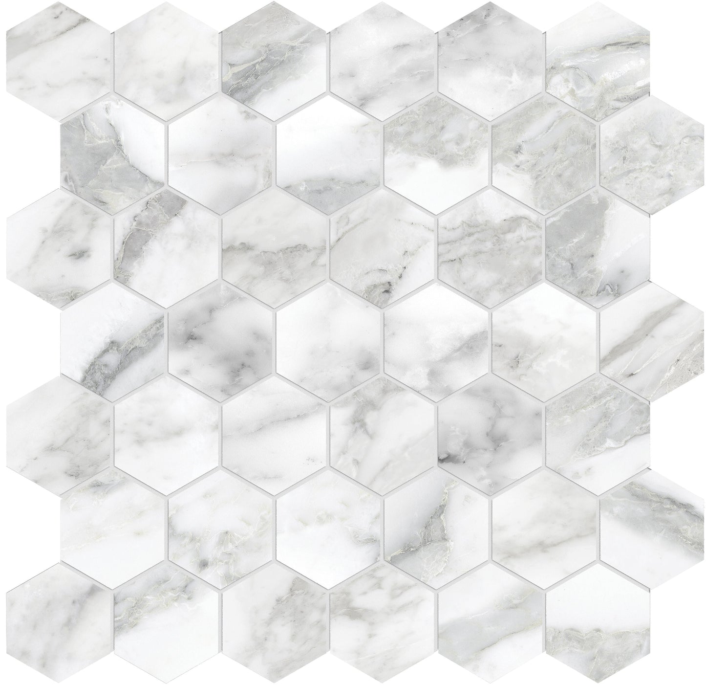 Satori La Marca Arabescato 12-in x 12-in Honed Porcelain Marble look Hexagon Mosaic Floor and Wall Tile product image