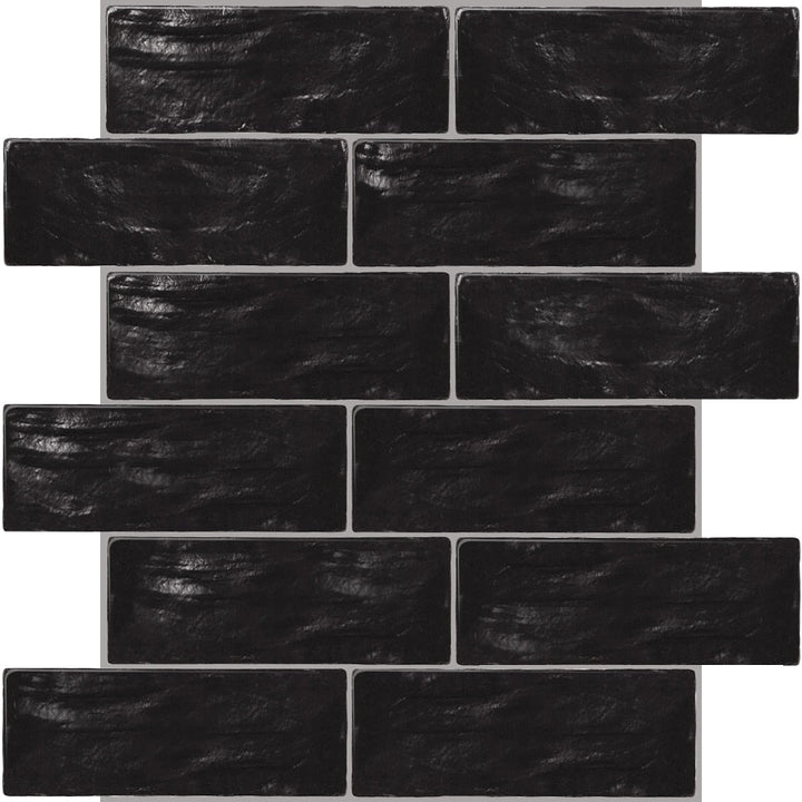 Apollo Tile Duchess Black 2-1/2-in x 8-in Multi-finish Ceramic/Stone Mixed Subway Floor and Wall Tile product image