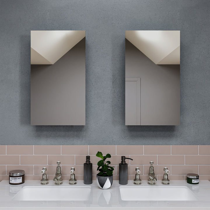 Croydex 15-in x 25-in Surface/Recessed Mount Silver Mirrored Soft Close Medicine Cabinet