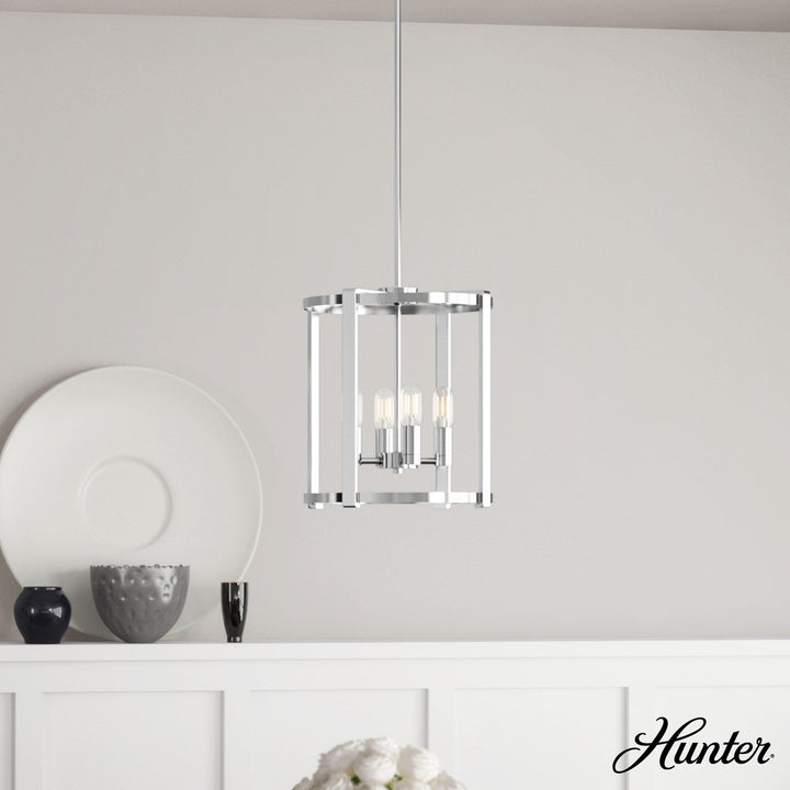 Hunter Astwood 4-Light Polished Nickel Transitional Led Chandelier