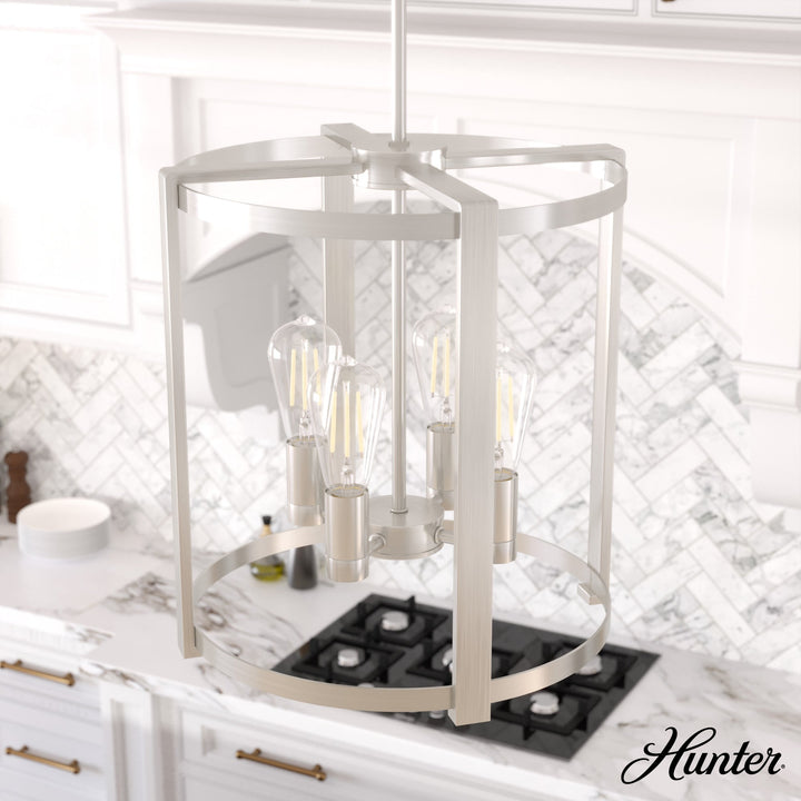 Hunter Astwood 4-Light Brushed Nickel Modern/Contemporary Led Bare Bulb Chandelier