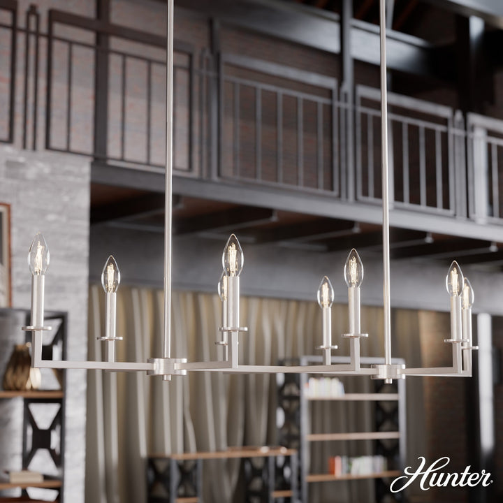 Hunter Bearden 8-Light Brushed Nickel Transitional Led Bare Bulb Chandelier
