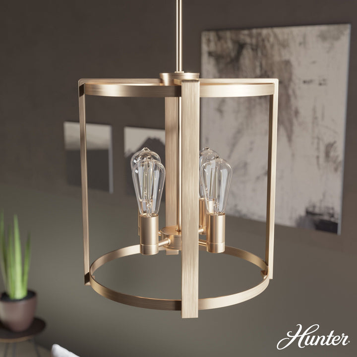 Hunter Astwood 4-Light Matte Gold Modern/Contemporary Led Bare Bulb Chandelier