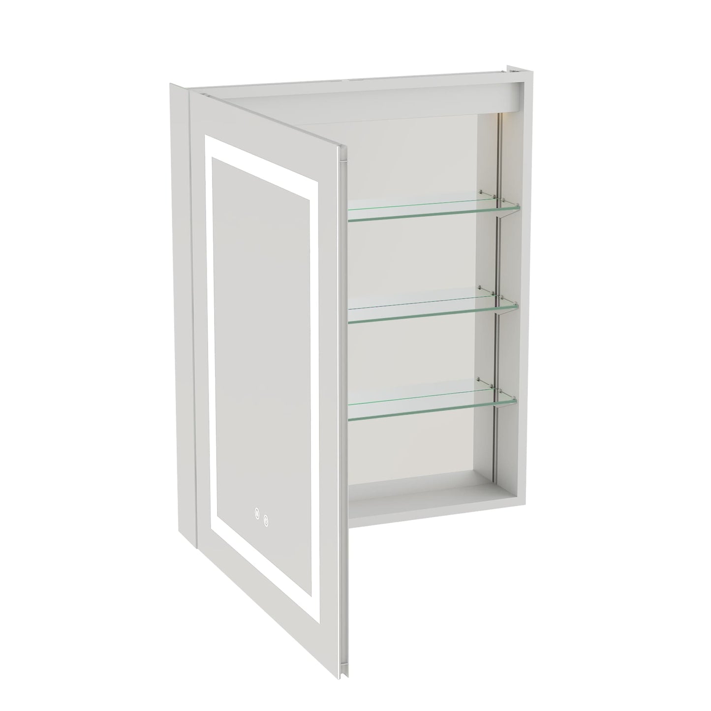 Forclover 24-in x 30-in Lighted LED Fog Free Surface/Recessed Mount Silver Mirrored Soft Close Medicine Cabinet with Outlet