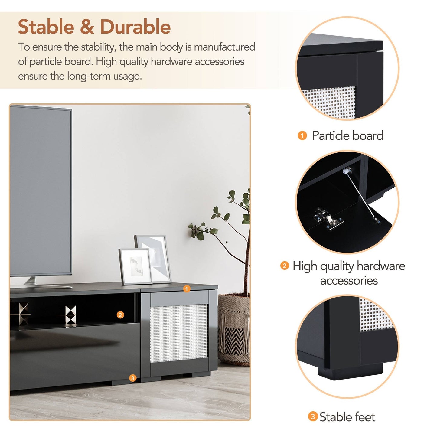Yiekholo Modern/Contemporary Black Tv Cabinet (Accommodates TVs up to 80-in)