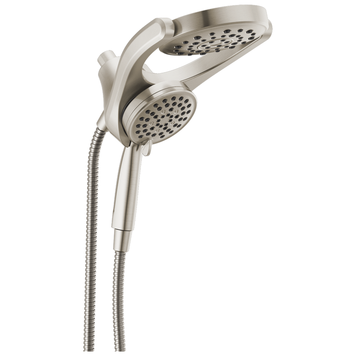 Delta HydroRain SpotShield Brushed Nickel 4-Spray Two-in-One Dual Shower Head, 2.5 GPM (9.5 LPM), 6-in Raincan, 60-in Hose