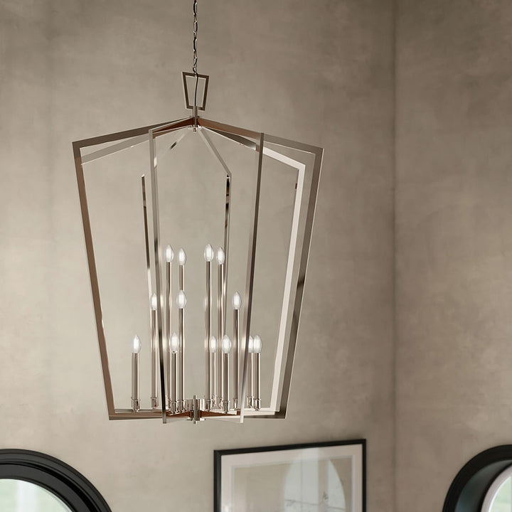 Kichler Abbotswell 16-Light Polished Nickel Traditional Lantern Led, Large Hanging Pendant Light