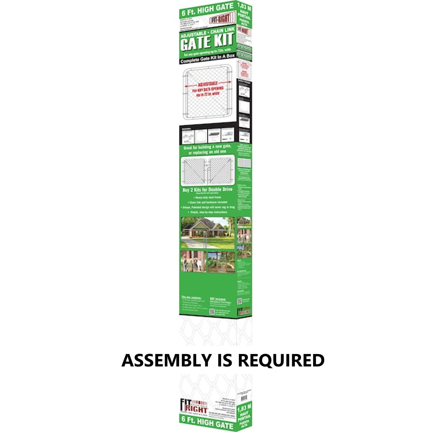 Fit-Right Fit Right 6-ft H x 6-ft W Galvanized Metal Walk-thru Chain Link Fence Gate Kit with Mesh Size 2-in