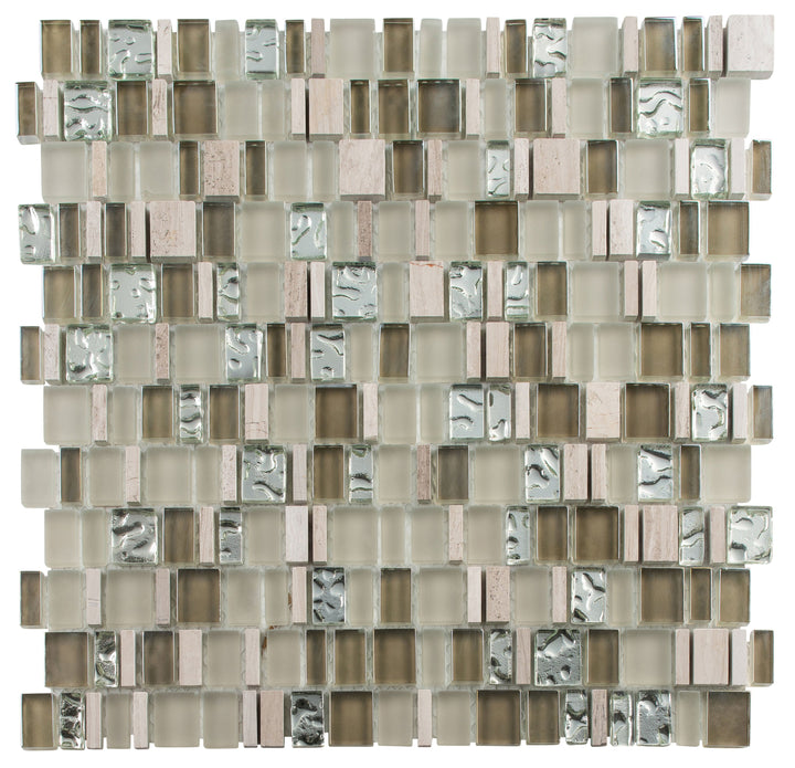 Andova Tiles QUEST Mojave 12-in x 12-in Matte Glass/Stone Marble Brick look Multi-shaped Mosaic Floor and Wall Tile product image