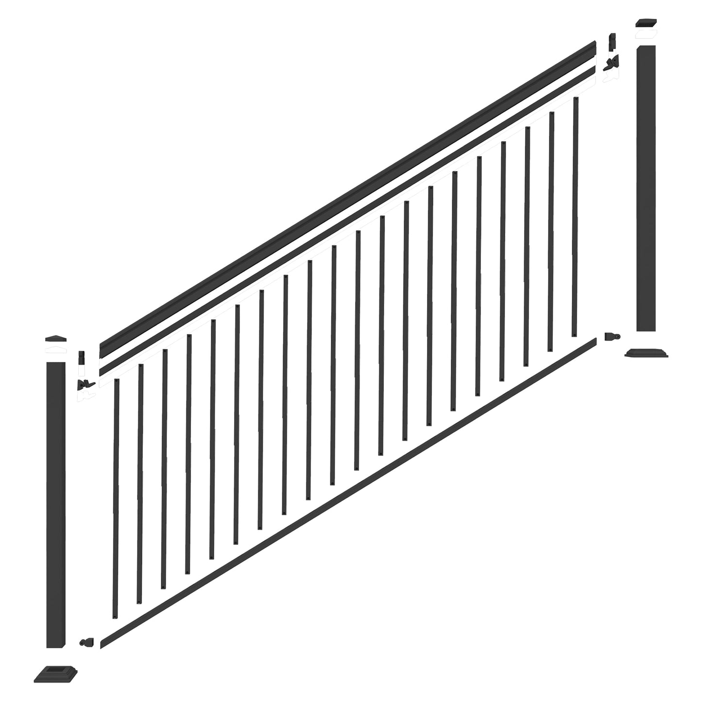 Freedom VersaRail Classic 8-ft x 44-in Matte Black Aluminum Deck Stair Rail Kit