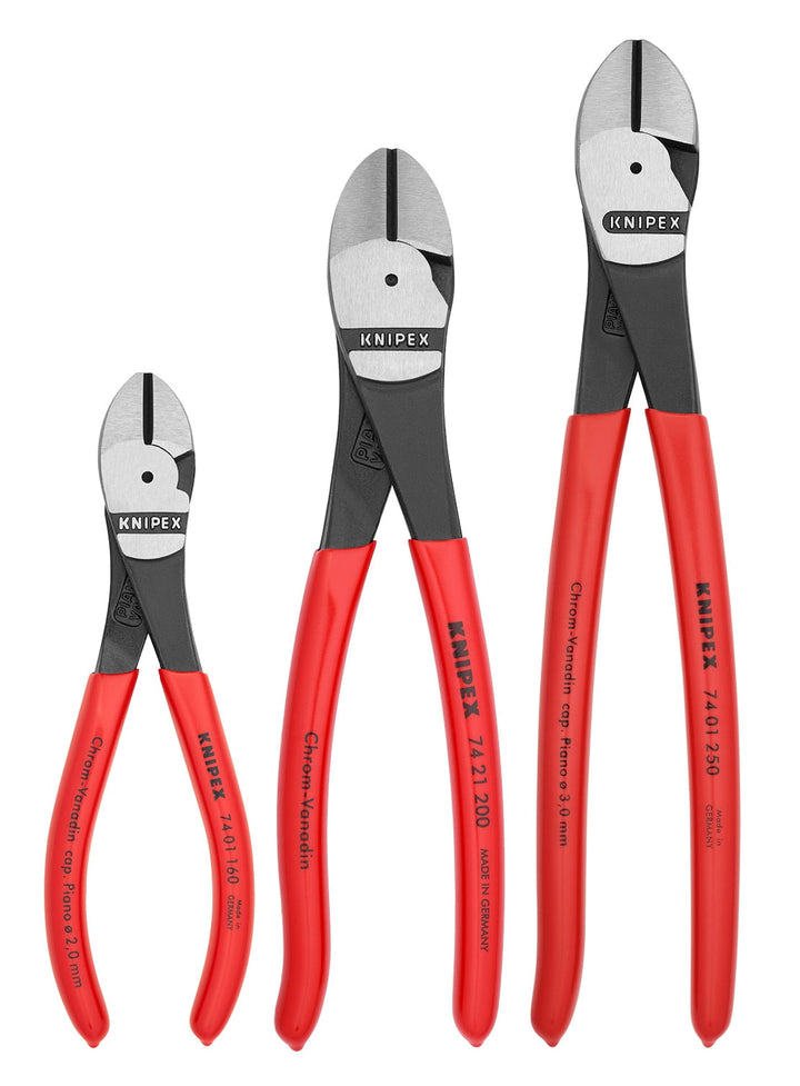 KNIPEX 3-Pack Cutting Plier Set – 6-1/4 in, 8 in & 10 in High-Leverage Diagonal Cutters