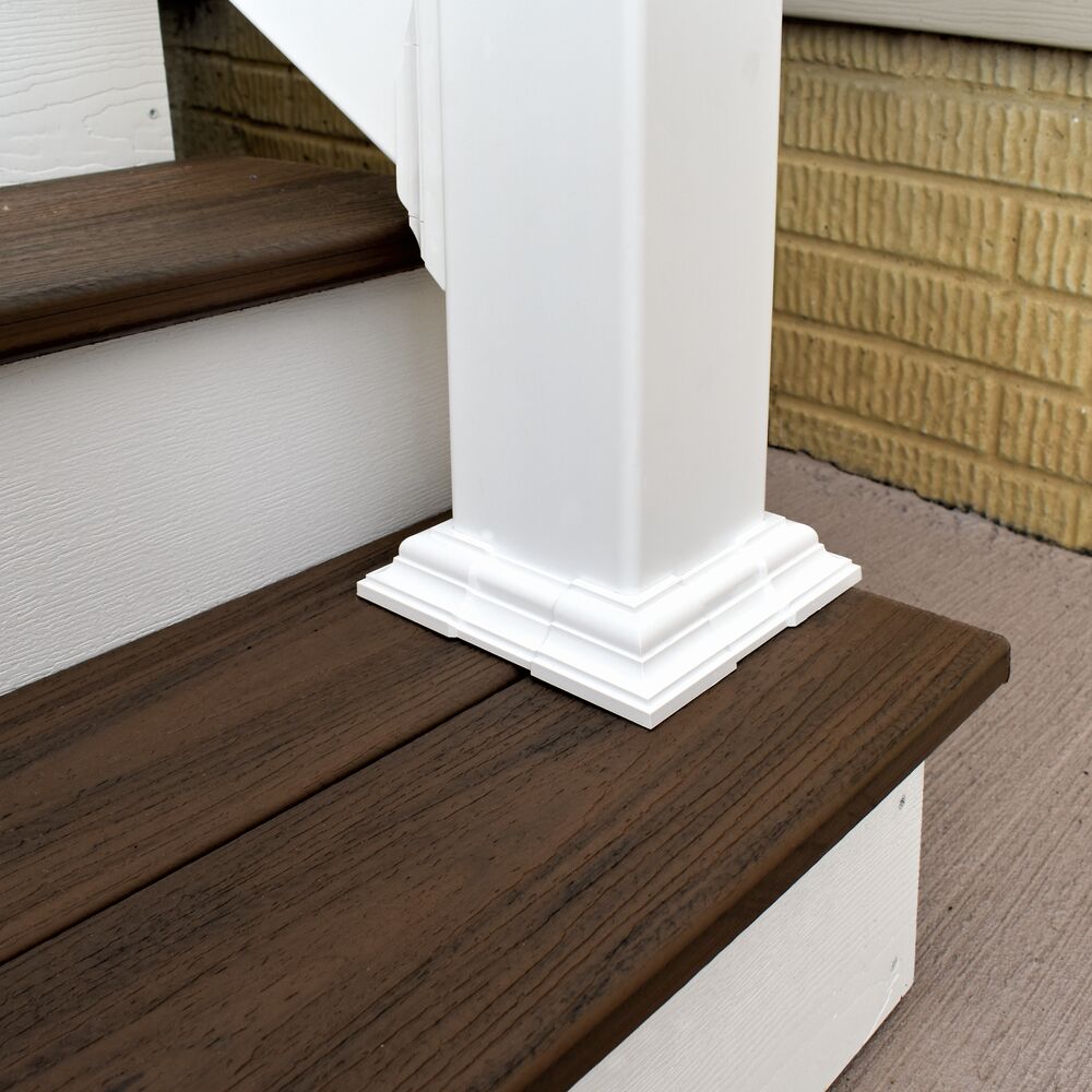 Freedom 4-in x 4-in White Vinyl Deck Post Base Trim