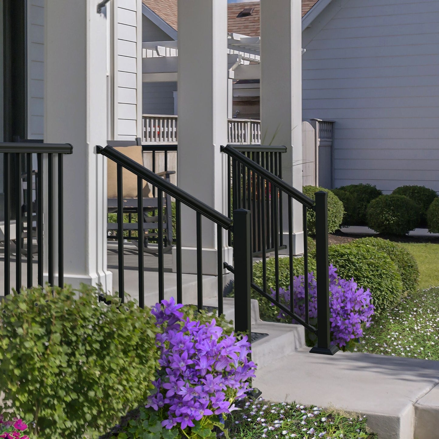 Freedom VersaRail Cambridge 8-ft x 36-in Matte Black Aluminum Deck Stair Rail Kit
