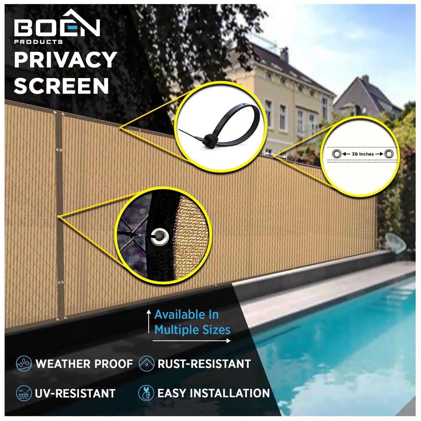 BOEN 6-ft H x 100-ft W Beige Polyethelene Chain Link Fence Screen