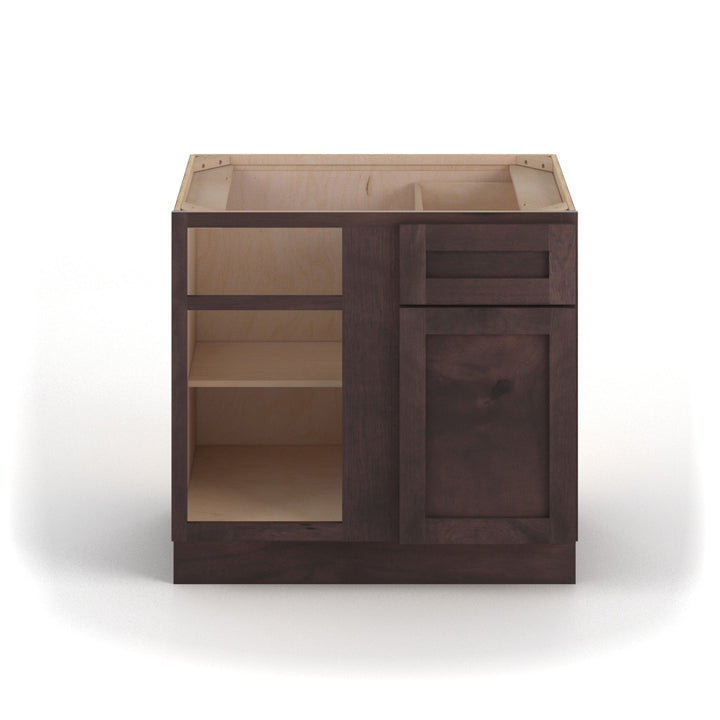 Valleywood Cabinetry 39-in W x 34.5-in H x 24-in D Rustic Hickory Blind 1-Drawer Corner Base Ready To Assemble Plywood Cabinet (Flat Panel Shaker Style)