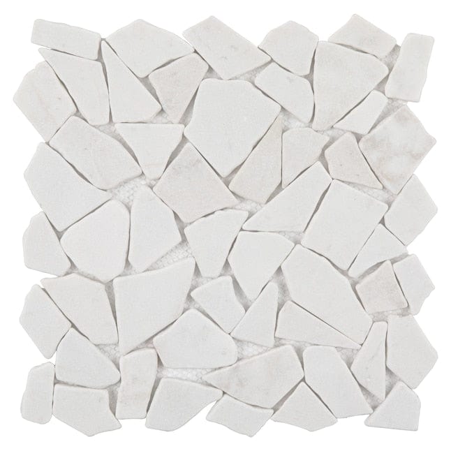 Giorbello White 12-in x 12-in Tumbled Natural Stone Marble Random Marble Look Floor Tile (5-sq. ft/ Carton)
