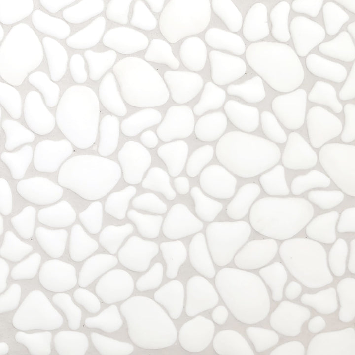SUNWINGS White 10-in x 10-in Matte Recycled glass Marble look Pebble Mosaic Floor and Wall Tile product image