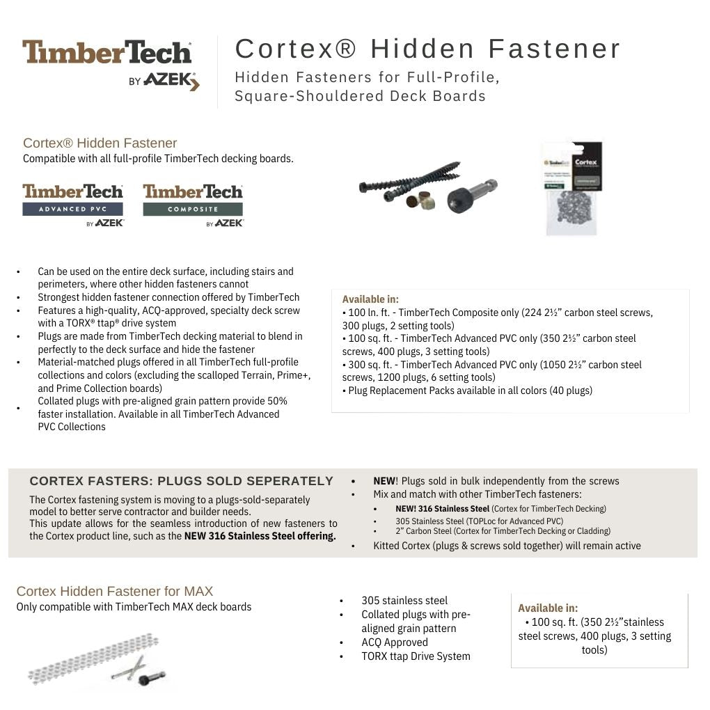 TimberTech Cortex Legacy 2.5-in Espresso Hidden Deck Fastener 100-sq ft (224-Pack)