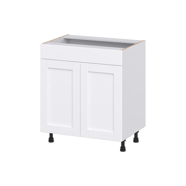 Hugo&Borg Rosemont 30-in W x 34.5-in H x 21-in D Glacier White Sink Base Fully Assembled Cabinet (Recessed Panel Shaker Style)