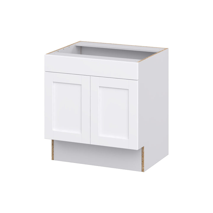 Hugo&Borg Rosemont 30-in W x 32.5-in H x 24-in D Glacier White Sink Base Fully Assembled Cabinet (Recessed Panel Shaker Style)