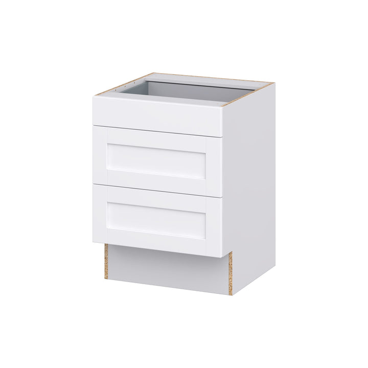 Hugo&Borg Rosemont 24-in W x 32.5-in H x 25-in D Glacier White 3-Drawer Base Fully Assembled Cabinet (Recessed Panel Style)