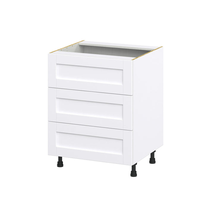 Hugo&Borg Rosemont 27-in W x 34.5-in H x 24-in D Glacier White 3-Drawer Base Fully Assembled Cabinet (Recessed Panel Style)