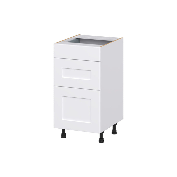 Hugo&Borg Jolie 18-in W x 34.5-in H x 21-in D Warm White 3-Drawer Base Fully Assembled Cabinet (Recessed Panel Style)