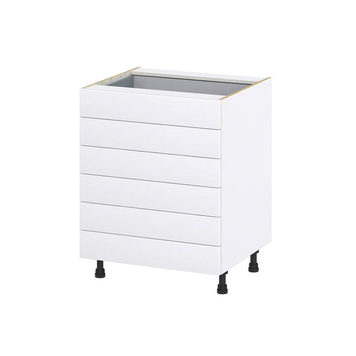 Hugo&Borg Jolie 27-in W x 34.5-in H x 24-in D Warm White 6-Drawer Base Fully Assembled Cabinet (Recessed Panel Style)