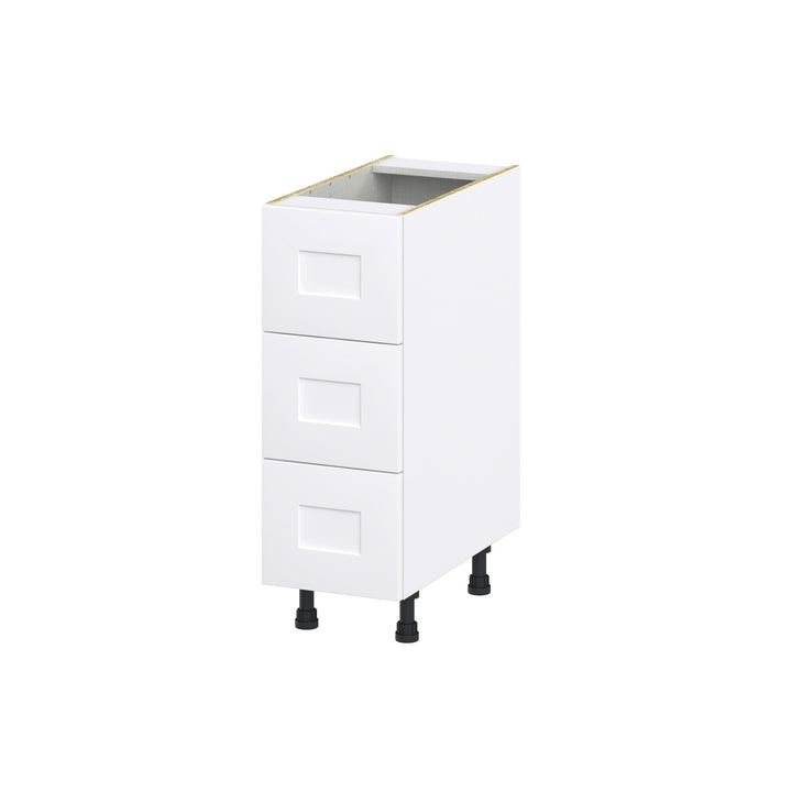 Hugo&Borg Jolie 12-in W x 34.5-in H x 24-in D Warm White 3-Drawer Base Fully Assembled Cabinet (Recessed Panel Style)