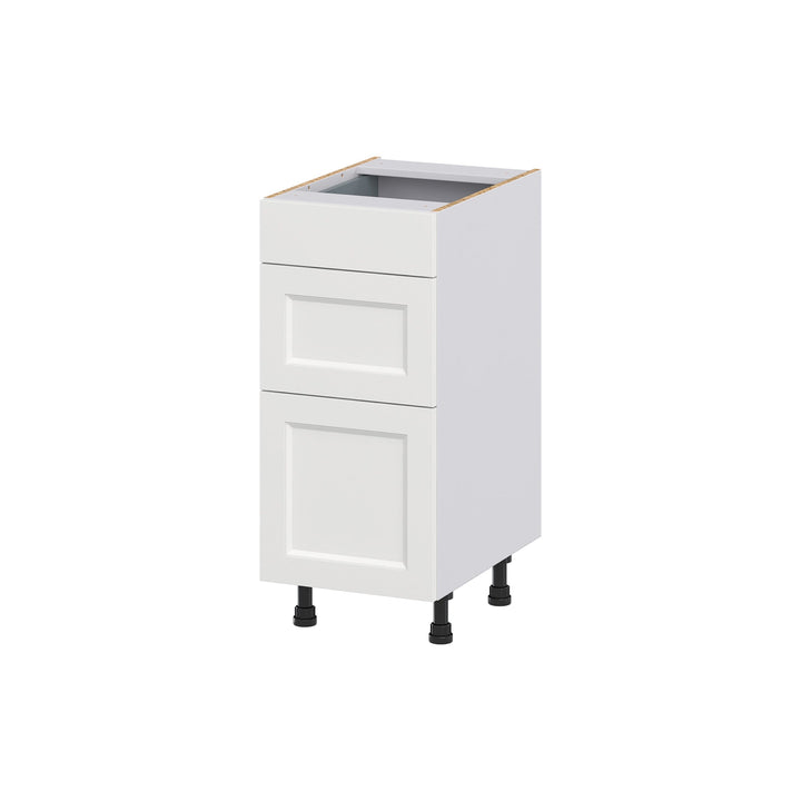 Hugo&Borg Riviera 15-in W x 34.5-in H x 21-in D Bright White 3-Drawer Base Fully Assembled Cabinet (Recessed Panel Style)