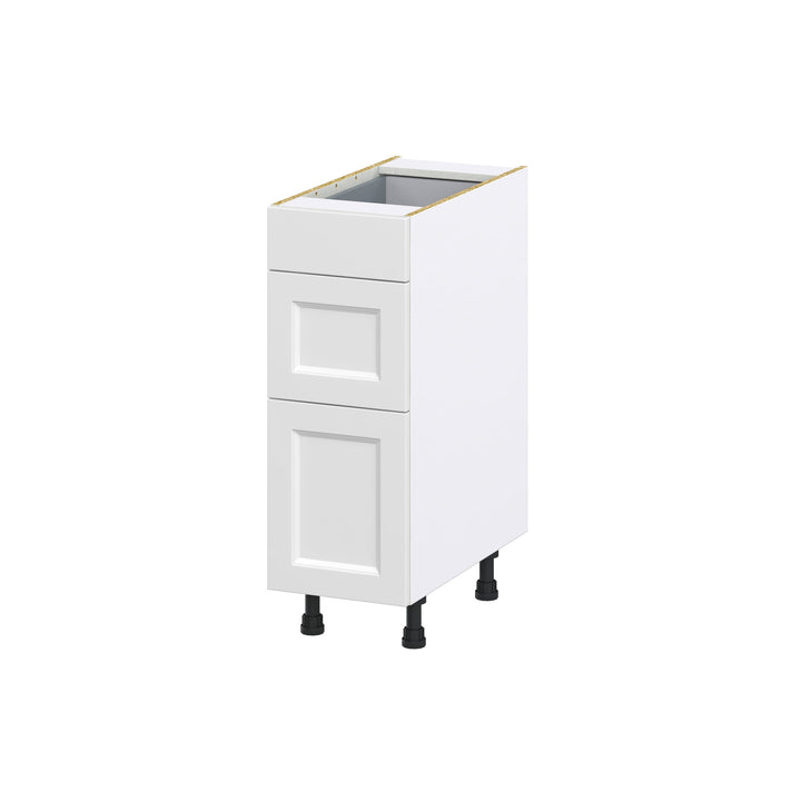 Hugo&Borg Riviera 12-in W x 34.5-in H x 24-in D Bright White 3-Drawer Base Fully Assembled Cabinet (Recessed Panel Style)