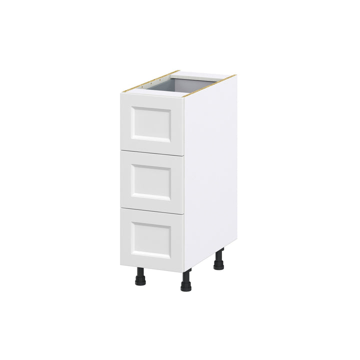Hugo&Borg Riviera 12-in W x 34.5-in H x 24-in D Bright White 4-Drawer Base Fully Assembled Cabinet (Recessed Panel Style)