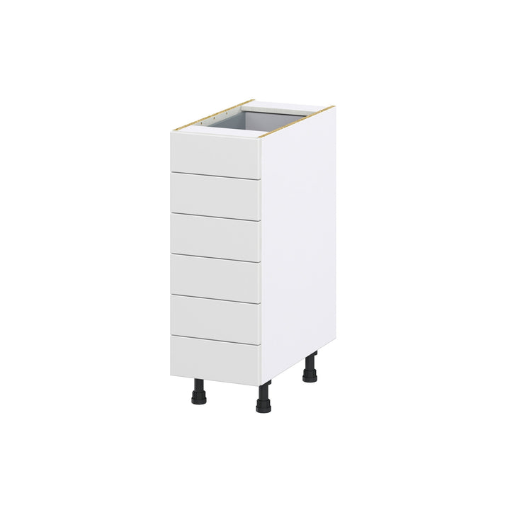 Hugo&Borg Riviera 12-in W x 34.5-in H x 24-in D Bright White 6-Drawer Base Fully Assembled Cabinet (Recessed Panel Style)