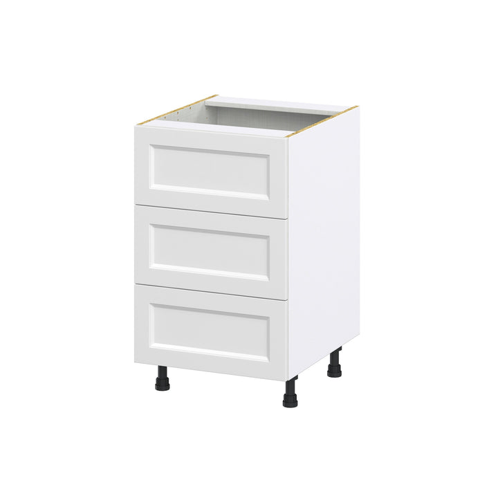 Hugo&Borg Riviera 21-in W x 34.5-in H x 24-in D Bright White 3-Drawer Base Fully Assembled Cabinet (Recessed Panel Style)