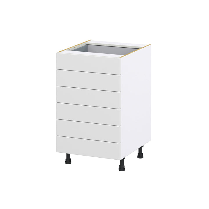 Hugo&Borg Riviera 21-in W x 34.5-in H x 24-in D Bright White 6-Drawer Base Fully Assembled Cabinet (Recessed Panel Style)