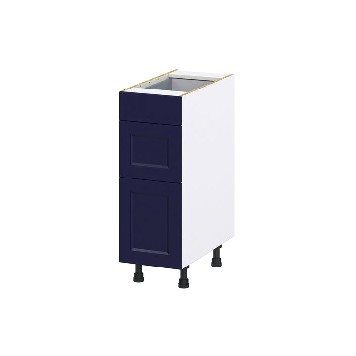 Hugo&Borg Lorette 12-in W x 34.5-in H x 24-in D Navy Blue 3-Drawer Base Fully Assembled Cabinet (Recessed Panel Style)