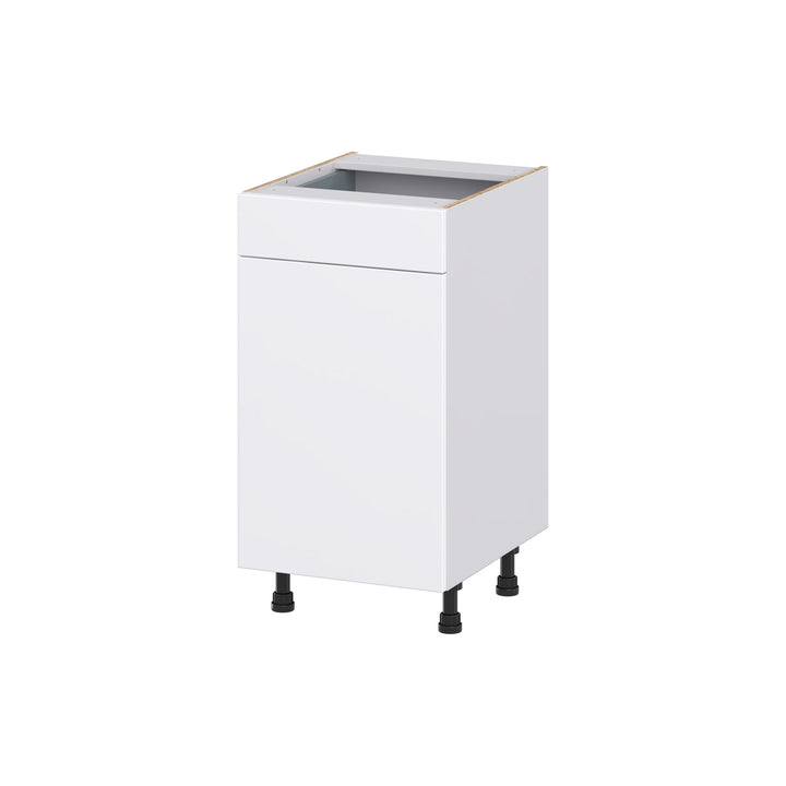 Hugo&Borg Lasalle 18-in W x 34.5-in H x 21-in D Bright White Slab 1-Drawer Base Fully Assembled Cabinet (Flat Panel Slab Door Style)